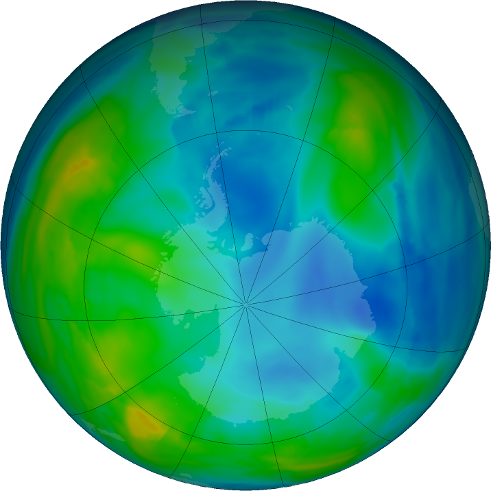 Antarctic ozone map for 17 June 2020